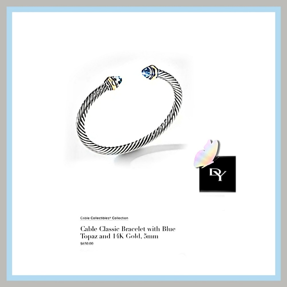 - 🔱'DAVID YURMAN' AUTH 5MM BL TOPAZ W/14K BANGLE🔱M